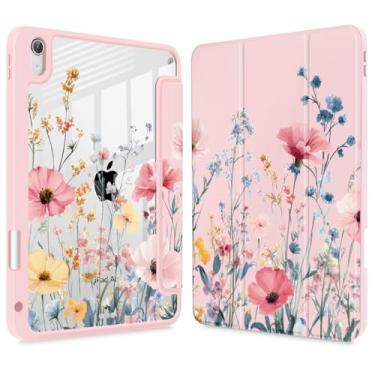 Imagem de May Chen Capa para iPad Air 11 (M3 2025 / M2 2024) 7º 6º, iPad Air 4 e 5 de 10,9 polegadas, 5º 4º (2022/2020) - Suporte para lápis + hibernar/despertar automático, capa traseira transparente à prova