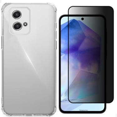 Imagem de [GL CASES] Kit Capa G84 Case Capinha Moto G84 Anti Impacto Reforçada Silicone Transparente Flexível Proteção De Câmera + Película G84 Privacidade Vidro Anti Spy Espião