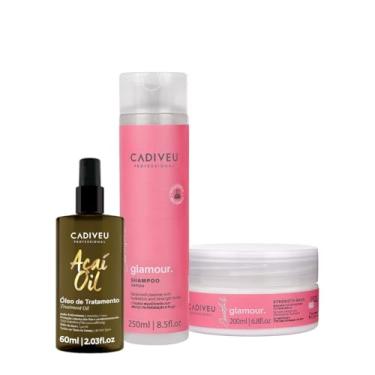 Imagem de Kit Cadiveu Profissional Essentials Glamour Shampoo Máscara e Açaí Oil 60 (3 produtos)