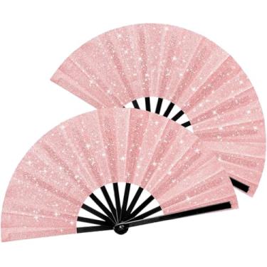 Imagem de XIUSHE 2 peças grande dobrável leque de rave de mão pano de nylon clássico dobrável leque de rave para kung fu chinês festival de casamento artesanato decoração de dança para lembrancinhas de festa