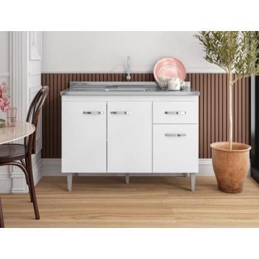 Imagem de Balcão Gabinete p/ Pia Gabriela sem tampo 120 cm AJL Móveis - Branco