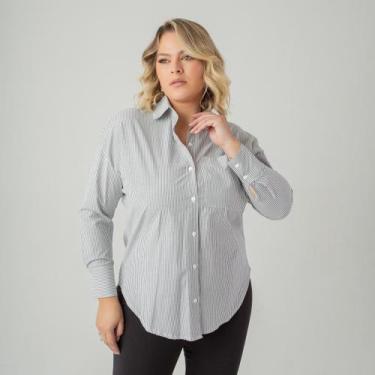 Imagem de Camisa susie oversized listrada feminina - Susie Modas, Preto, G