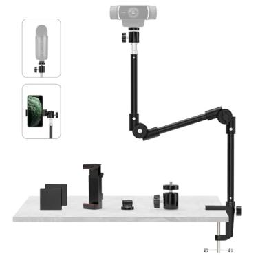 Imagem de KDD Suporte De Câmera Webcam Com Suporte De Telefone E Parafuso De 5/8", Suporte De Projetor Flexível De 25 Polegadas Suporte De Microfone C922 C930E C920 C925E C615 C960 Brio 4K, Gopro Hero Preto