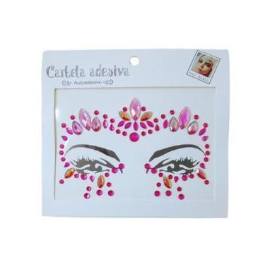 Imagem de Adesivo Para o Rosto Rosa Cristal "Modelo 42" Festas Carnaval - Festas