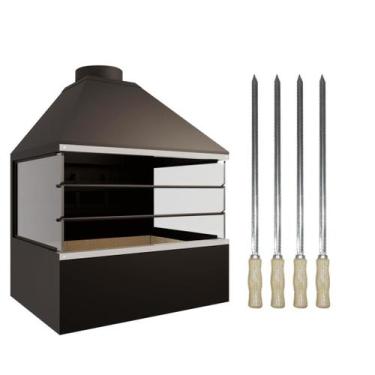 Imagem de Churrasqueira de Parede E82V -com vidros laterais e Espetos Aramado - 