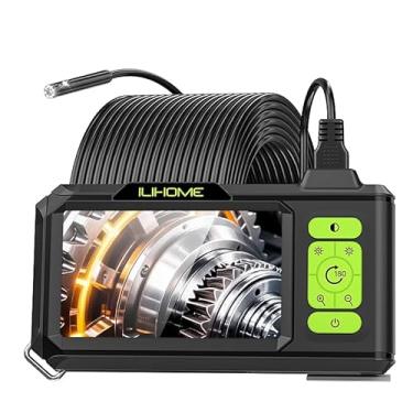 Imagem de Endoscópio industrial de lente dupla, câmera de inspeção de endoscópio digital 1080p, à prova d'água IP67 de 7,9 mm, câmera de esgoto com tela IPS de 4,3 polegadas, 8 luzes LED, cabo semirrígido de