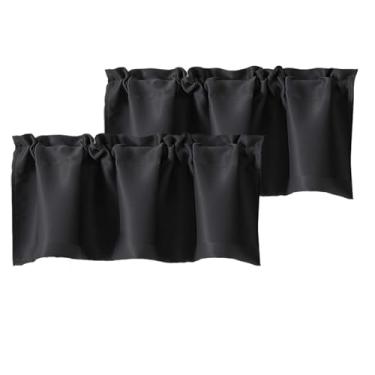 Imagem de Chyhomenyc Cortinas curtas pretas para janela, escurecimento de quarto, cozinha, sala de estar, varão, bolso para varão, tratamento de janela pequena, painéis de beliche para trailer, 101,6 cm L x 46