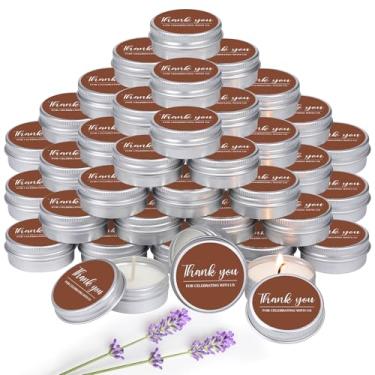 Imagem de MTLEE 50 peças de velas de agradecimento, lembrancinhas de casamento, chá de bebê para convidados 28 g lavanda perfumada cera de soja vela de aromaterapia lembrancinhas para chá de bebê nupcial