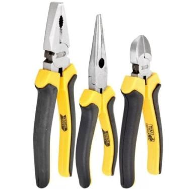 Imagem de Kit- 1 Alicate Universal 8"+ 1 de Corte Diagonal 6" + 1 de Bico Meia Cana 6" Pol Fertak