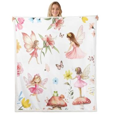Imagem de Feelyou Cobertor de lã de princesa infantil cobertor de lã de ovelha de fadas cobertor de pelúcia rosa para cama sofá sofá meninos meninas adolescentes decoração de quarto 101,6 x 127 cm