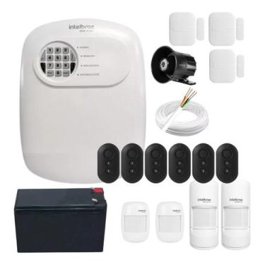 Imagem de Kit Alarme Híbrido Intelbras 4 Magnéticos Sem Fio, 3 Infra Com Fio, Si