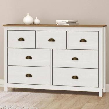 Imagem de Cômoda Para Quarto 125cm 7 Gavetas Lázio Branco/freijó F07 - Mpozenato
