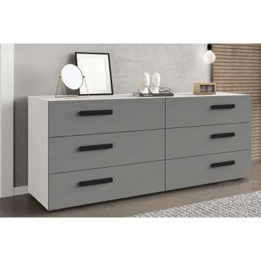 Imagem de Cômoda De Quarto Lisboa C- 6 Gavetas Branco-cinza - Politorno