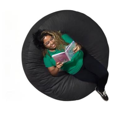 Imagem de Puff Redondo Gigante Cheio Suede Eventos Decoração Conforto (Preto)