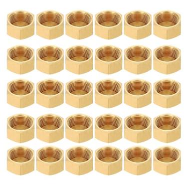 Imagem de PATIKIL Tampa de válvula de batente de compressão de latão de 5/20.3 cm, 60 peças de rosca sextavada para tubulação de encaixe de tubulação para ar condicionado, água, ar, linha de gás