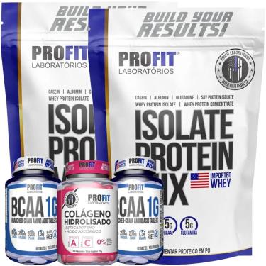 Imagem de 2X WHEY ISOLADO 900G l 2X BCAA 1G 60 TABLETS l 1X COLÁGENO HIDROLISADO 150 CÁPSULAS l PROFIT-Unissex