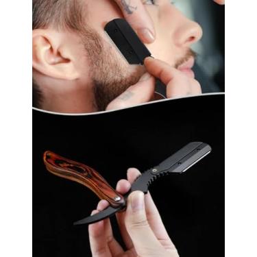 Imagem de Navalha Profissional para Barbeiro, Lâmina Fixa em Aço Inox, Acabamento Barba Cabelo Bigode, Cabo de Madeira, 17,7 cm