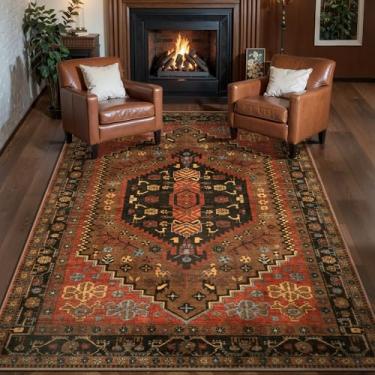 Imagem de Ciicool Tapete de área de 7,5 x 12,5 cm, lavável para quarto, antiderrapante, tapete grande de pelo baixo, tapete vintage para cozinha, sala de estar, escritório, sala de jantar, hall de entrada