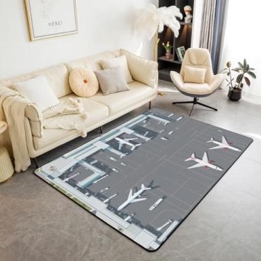 Imagem de Tapete de área de avião 9,5 x 1,5 m, tapete antiderrapante para pista de aeroporto, para crianças, meninas, adultos, decoração de aeronaves, para sala de estar, quarto, sala de jogos, quintal