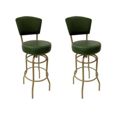Imagem de Banqueta Altura 65cm Bar Giratória com Encosto cor Dourado fosco Assen