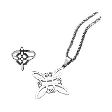 Imagem de Conjunto De Joias De Aço Inoxidável Com Nó Celta Irlandês De Bruxaria: