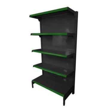 Imagem de Gôndola Prateleira Preta 5 Níveis 40x30 New Plus 1,70 Parede Inicial P