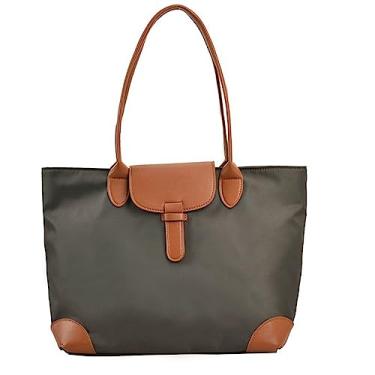 Imagem de Gkidrpos Bolsa feminina de tecido Oxford grande com alça superior bolsa de ombro moderna, Verde