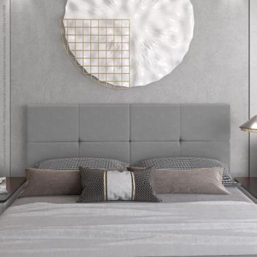 Imagem de Painel Cabeceira Box King Bruna 1,95 Painel Parede Cinza - JR MÓVEIS