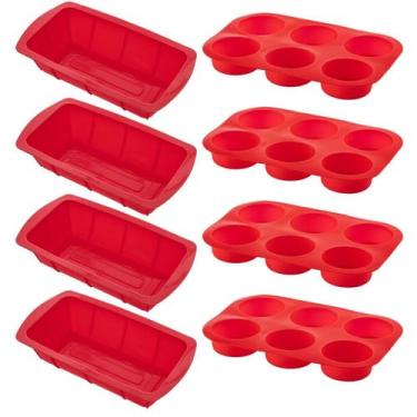 Imagem de 4 Kit Forma Silicone Resistente p/ Cupcakes e Pães Sortida - QUALITY H