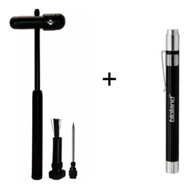 Imagem de Kit Martelo De Reflexo Buck Preto + Lanterna Clínica Led - MD