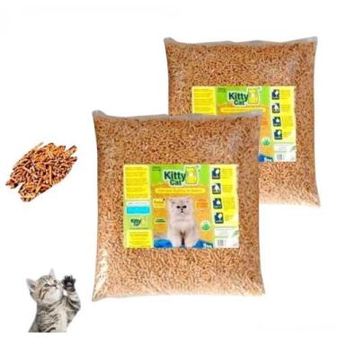 Imagem de Kit 2 Sacos 5kg Granulado Higiênico Madeira gatos Kitty Cat