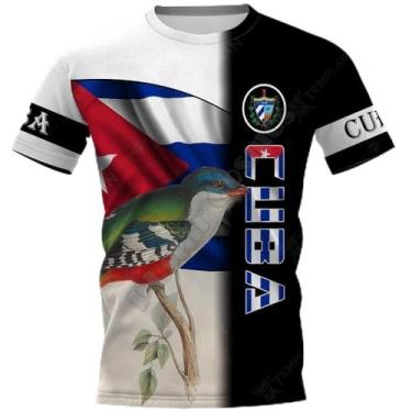 Imagem de Camisetas Masculinas, Unissex Impresso Em 3d Gola Redonda Manga Curta Casual Verão Tamanho Grande Tops, Criativo Cuba Animal Pássaro Padrão Camisetas Masculinas Streetwear Costume, XXL