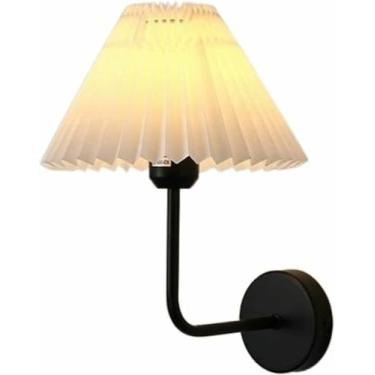 Imagem de WLHAZMWY Lâmpada de parede moderna arandela preta vintage com abajur de tecido luminária interna para banheiro