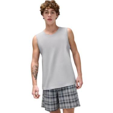 Imagem de Pijama Masculino Regata Hering - Algodão, Cinza claro, M