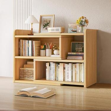 Imagem de Estante Retrátil De Madeira Maciça, Armário De Estante Baixa, Armário De Armazenamento, Rack De Armazenamento De Mesa De Dormitório, Organizador De Prateleir, Walnut, (60-120) x17x80cm