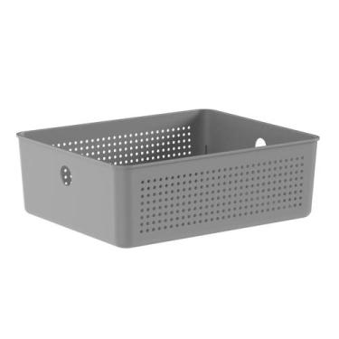 Imagem de Cesto Organizador Empilhável Multiuso Chumbo Flow 27x21cm Ou, Flow
