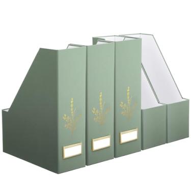 Imagem de AmazingSpark Pacote com 5 porta-arquivos de revistas, escritório, mesa, organizador vertical de papelão para escritório, casa, sala de aula, organize seus arquivos, revistas, livros ou fichários