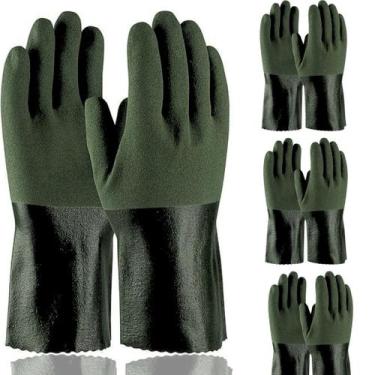 Imagem de 2 Luvas Pvc 26cm Segurança Inseticida, Venenos, Químicos Grossa - Imba