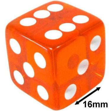 Imagem de Jogo De Dado 16mm (1,6cm) Laranja Translúcido - EJ Games - Euclides Jo