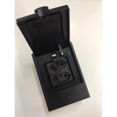 Imagem de 2X Tomada Dupla 20A 4X2 Com Tampa B Lácqua Preto Fosco Blux
