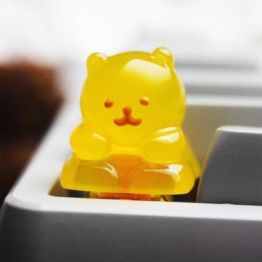Imagem de Sumgsn Teclas Artisan – Teclas de resina de urso fofo amarelo personalizado ESC para teclado mecânico Cherry Mx Switches