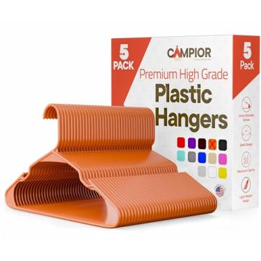 Imagem de Cabides de plástico – Conjunto de cabides resistentes para organizar roupas, vestidos e casacos, comporta até 2,3 kg, cabides que economizam espaço com ranhuras antiderrapantes nos ombros, pacote com