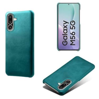 Imagem de Capa para Samsung Galaxy M56 5G,Proteção contra quedas,Casca de volta de cor sólida simples,Design de couro de imitação de plástico-Green