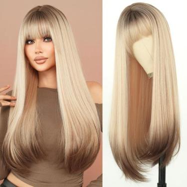 Imagem de Peruca 7JHH WIGS longa reta 70 cm cinza platinada loira para mulheres