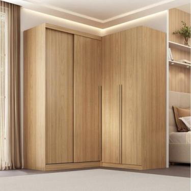 Imagem de Guarda-roupa Modular de Canto 2 Peças 2 Portas com 2 Portas de Correr 