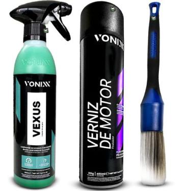 Imagem de Kit Limpeza Motor Vexus 500ml Verniz Aerossol Spray Brilho Proteção 40