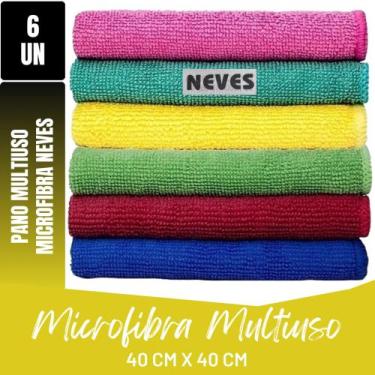 Imagem de Kit C/ 6 - Pano De Microfibra 40 X 40cm - Neves - Pia - Multiuso - Lim