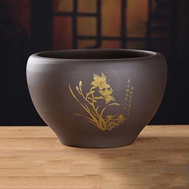 Imagem de Vaso de areia púrpura extra grande para mesa interior, vaso decorativo para plantas, vaso de cerâmica pintado à mão para jardinagem criativa, 22 cm x 14 cm