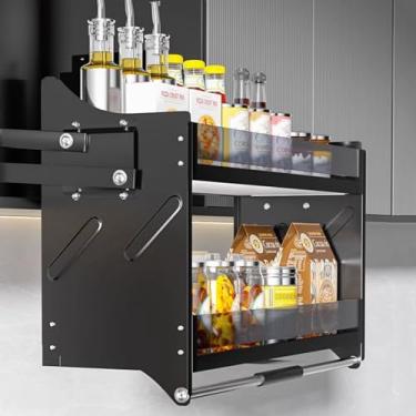 Imagem de Organizador de armazenamento ajustável para armário de cozinha, organizador de temperos para economizar espaço interno, cesta de armazenamento de armário superior resistente (tamanho: 56 x 26 x 53 cm