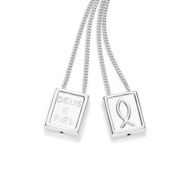 Imagem de Escapulário Prata Deus é Vida Deus é Fiel Rommanel 830136, Prata